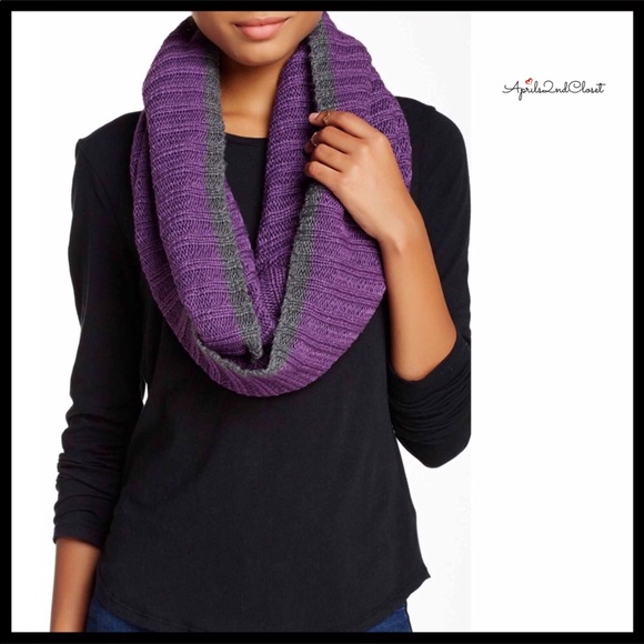 Threads 4 Thought Accessories - CHUNKY LUXE LONG PURPLE & GREY ETERNITY SCARF